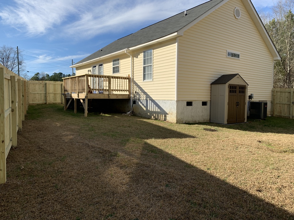 Very large, fenced yard